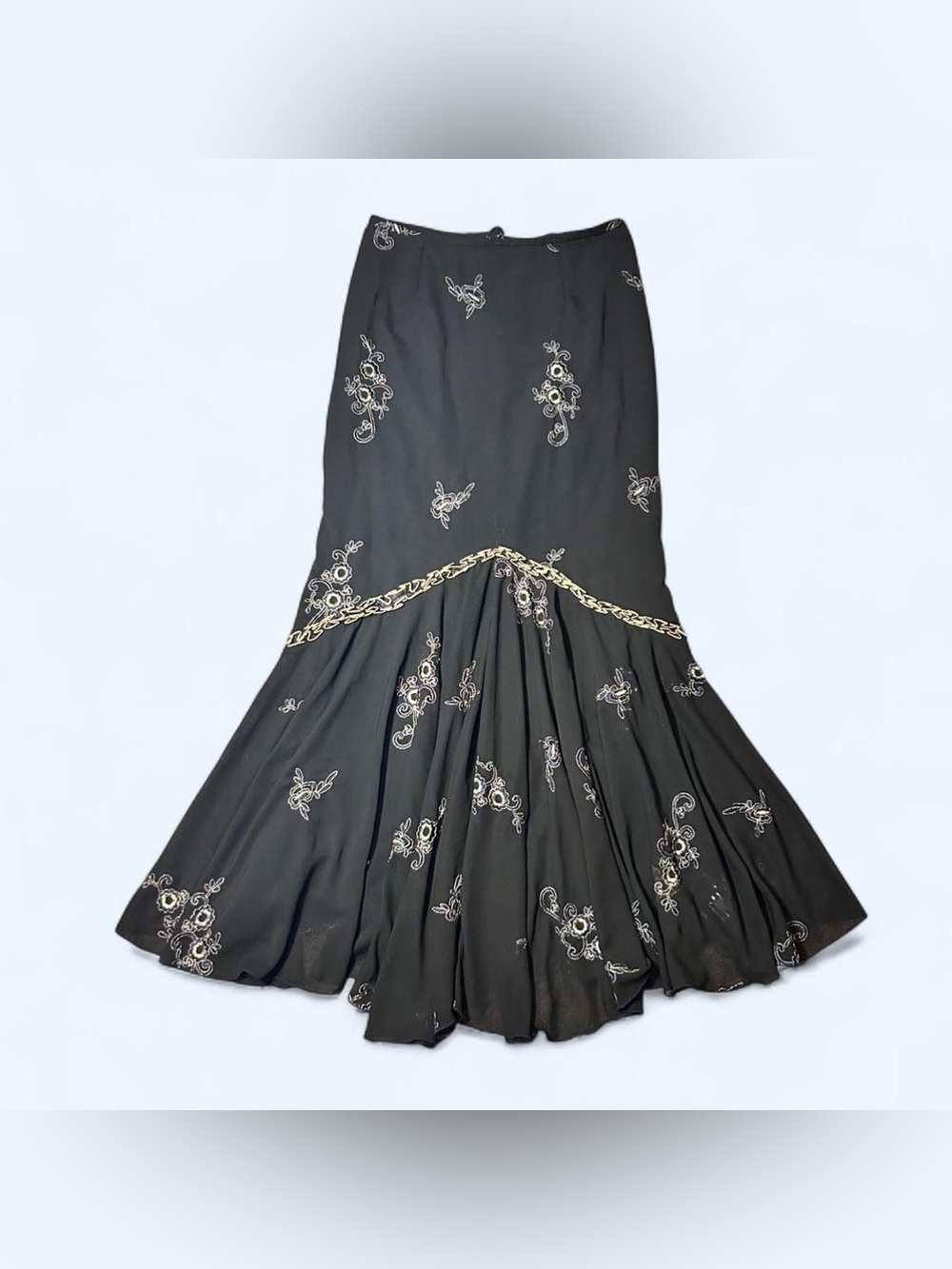 Whimisigoth Black Floral Ruffle Skirt!